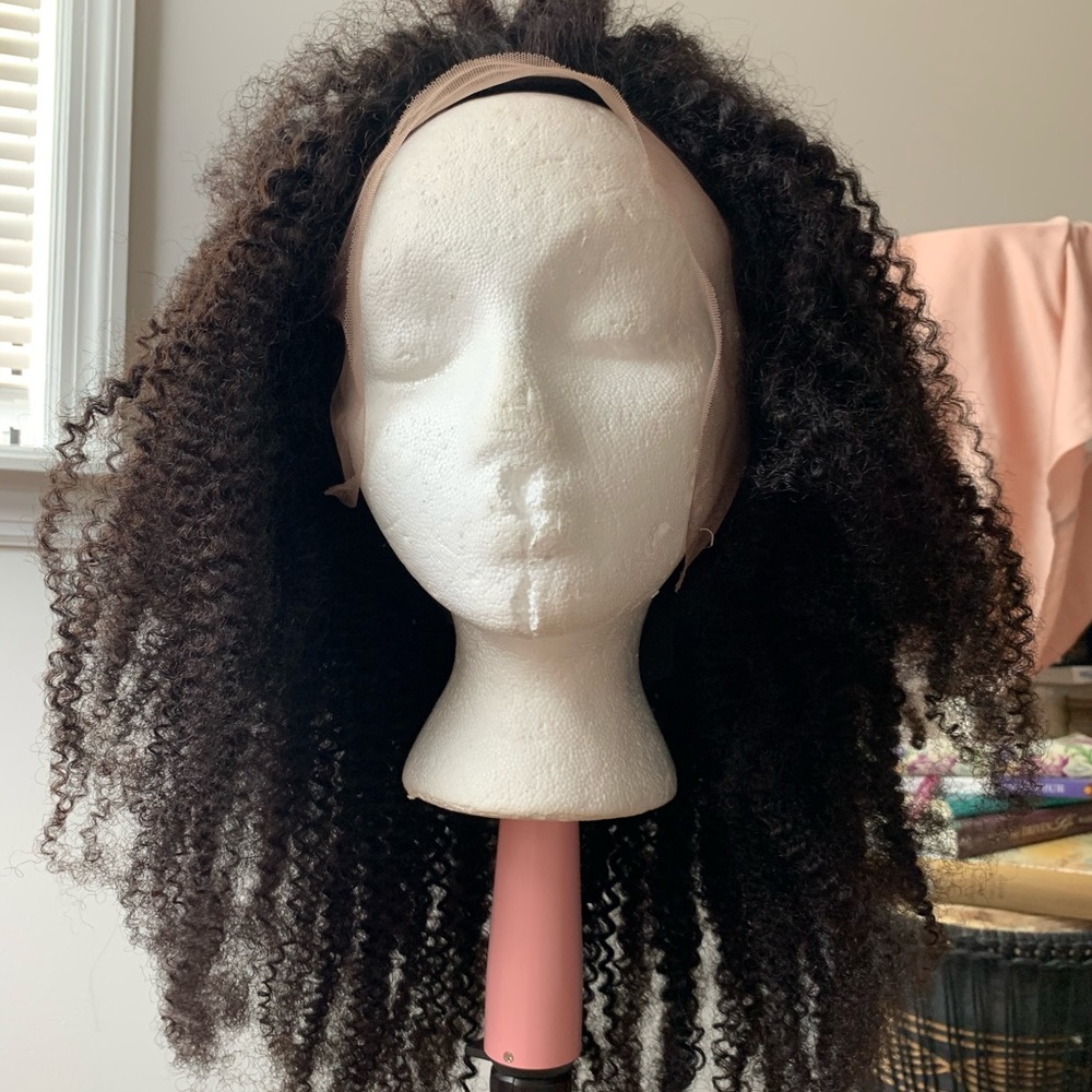Hershow 22 inches Kinky Curly Virgin Lacefront Wig
